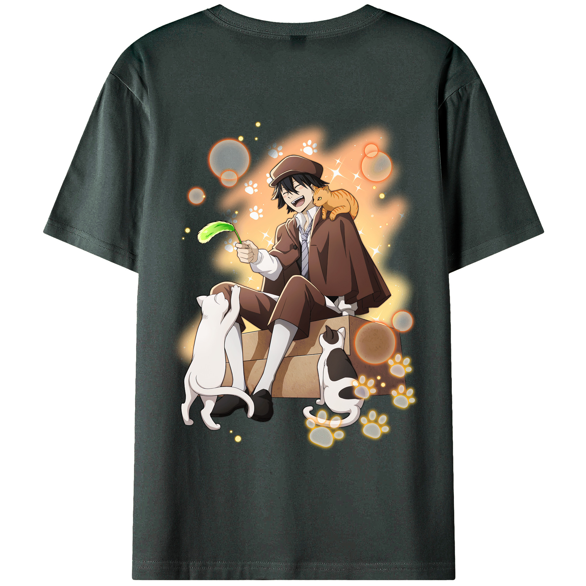 （画像用） 文豪ストレイドッグス Bungo Stray Dogs 綿100％ メンズ半袖Tシャツ（バックプリント） 通気性